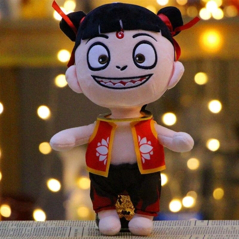 新款热魔童降世哪吒毛绒玩具公仔 哪吒魔童同款周边玩偶礼物 坐款微笑