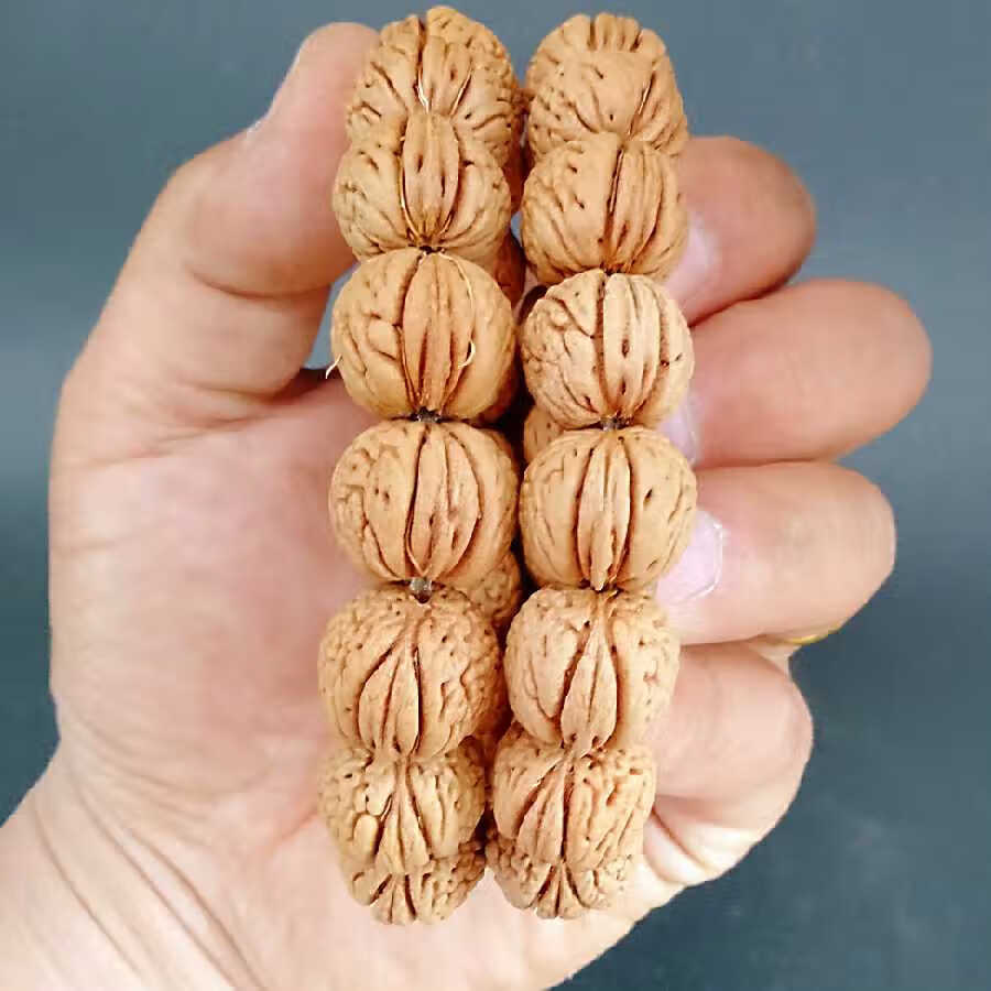 桃核手串野生矮桩脑纹山核桃小桃胡佛珠文玩手链男女15mm原籽 2.