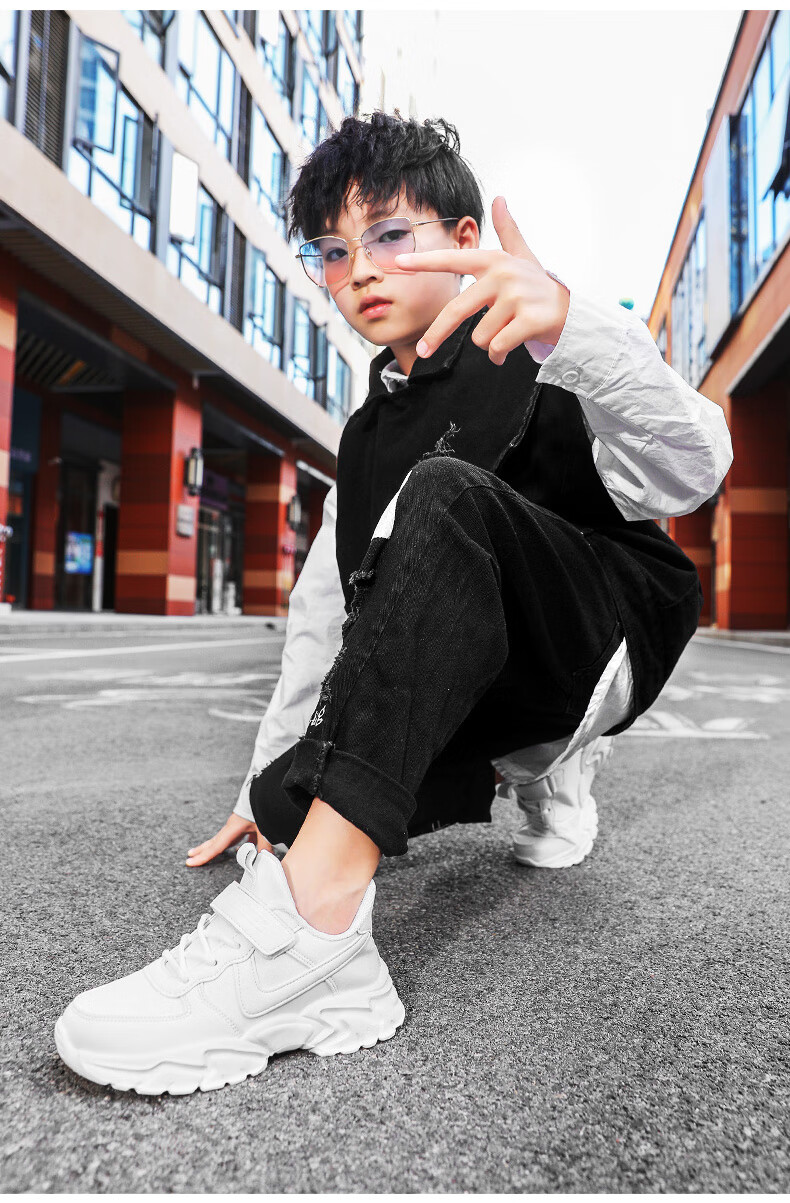 童空军一号aj板鞋儿童小白鞋春秋男孩潮牌安踏李宁阿迪达斯白色30