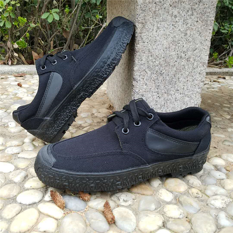 buraq 3517黑色作训鞋低帮徒步帆布运动鞋男款劳保解放鞋户外登山鞋子