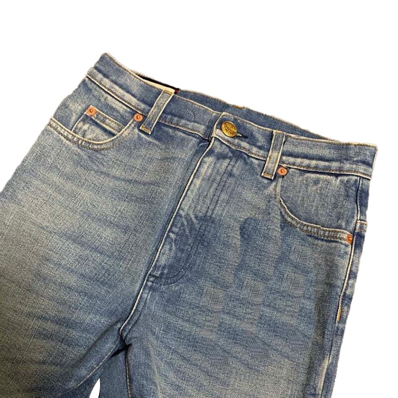 情人节礼物gucci古驰草莓女士牛仔裤现货牛仔蓝色22