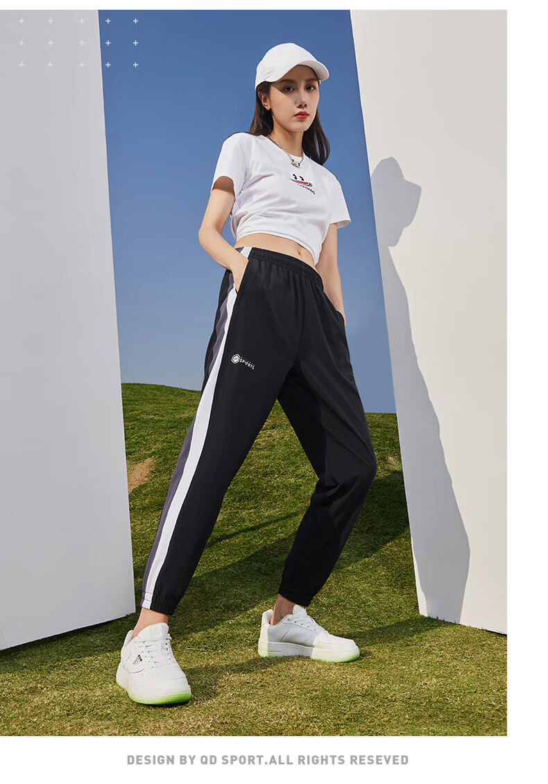 乔丹官方旗舰运动裤女2021夏季新款运动长裤梭织速干裤宽松冰丝透气