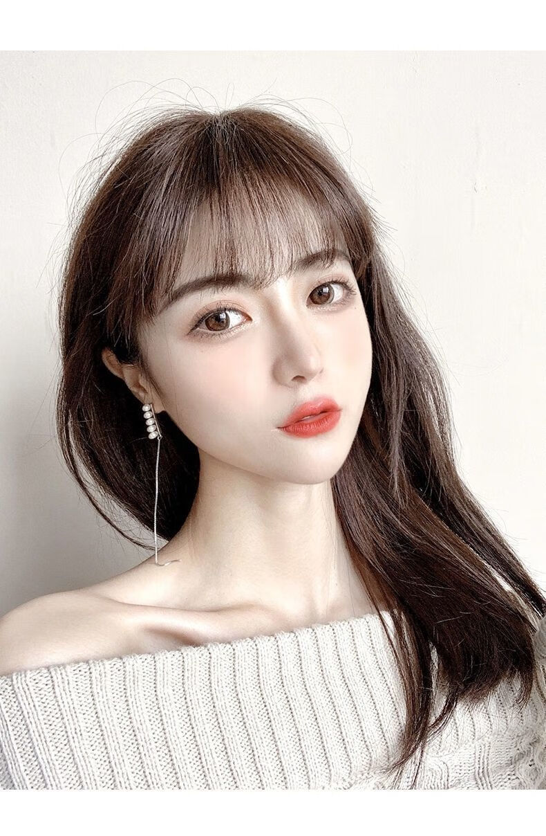 aidahngj网红法式刘海假发女3d仿真发逼真修颜假刘海自然无痕头顶假发