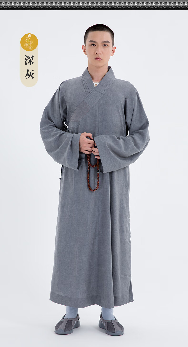 夏天穿的僧人服装夏季棉麻冰丝长褂僧人大褂透气僧服大褂禅修服僧衣僧