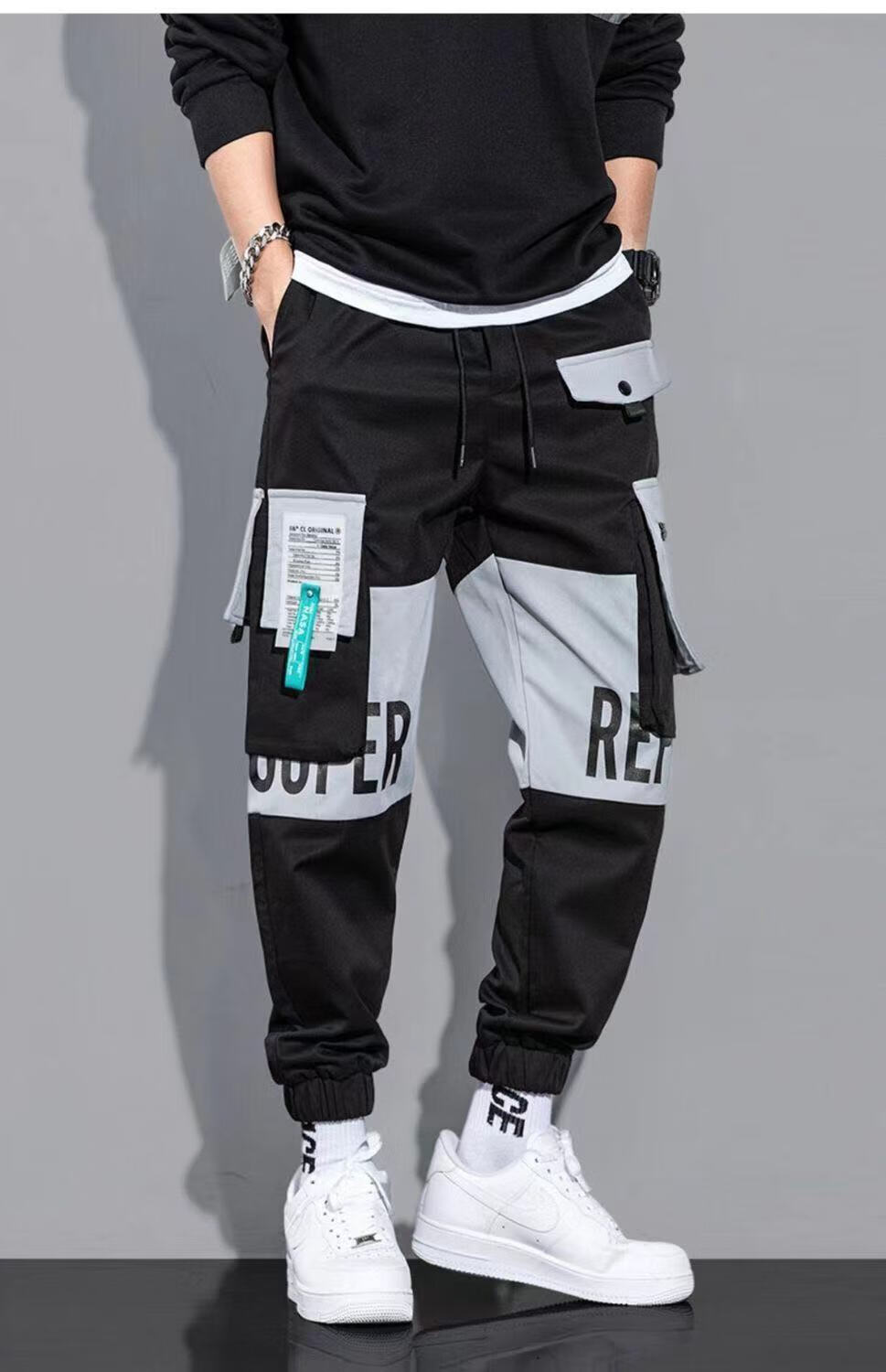 肥仔240斤超大码5xl休闲裤工装裤男春秋款潮牌裤子男学生韩版潮流休闲