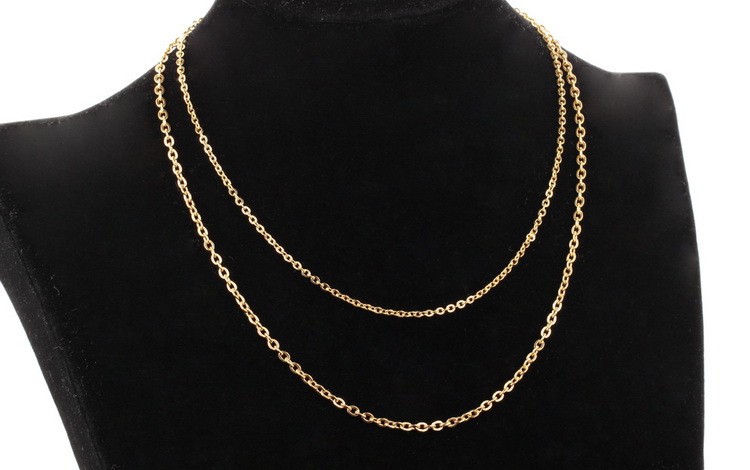 巴克乐乐直批316l不锈钢饰品金色钛钢情侣配链单链o字项链 【62】金色