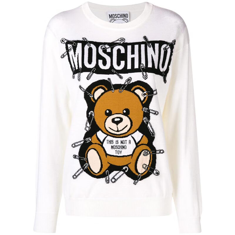 时尚泰迪熊别针图案羊毛针织衫奢侈品 黑色v1555 xs【图片 价格 品牌