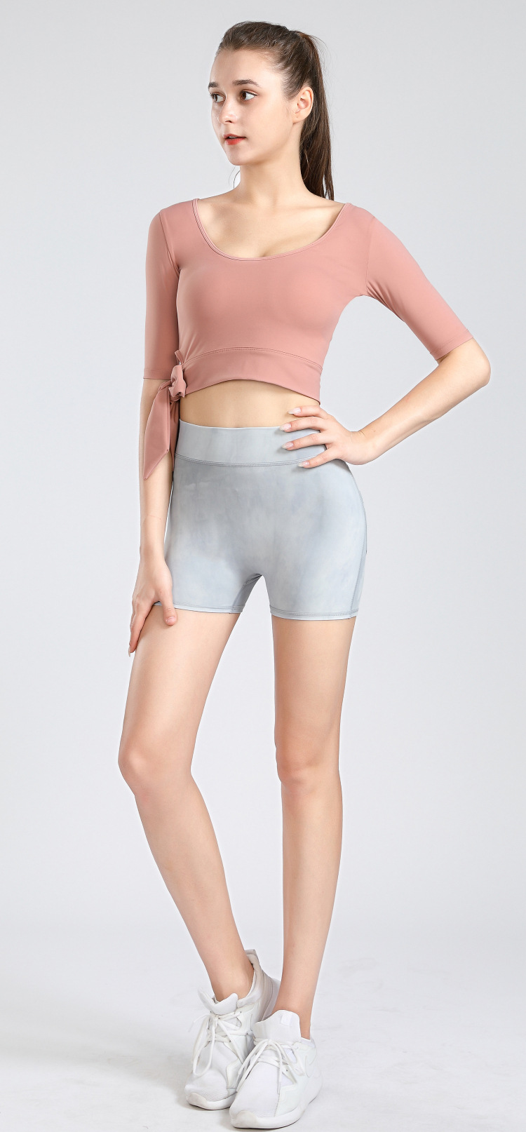 网红锦云感棉夏季半袖瑜伽服女紧身衣 健身房训练跑步短款上衣运动t恤