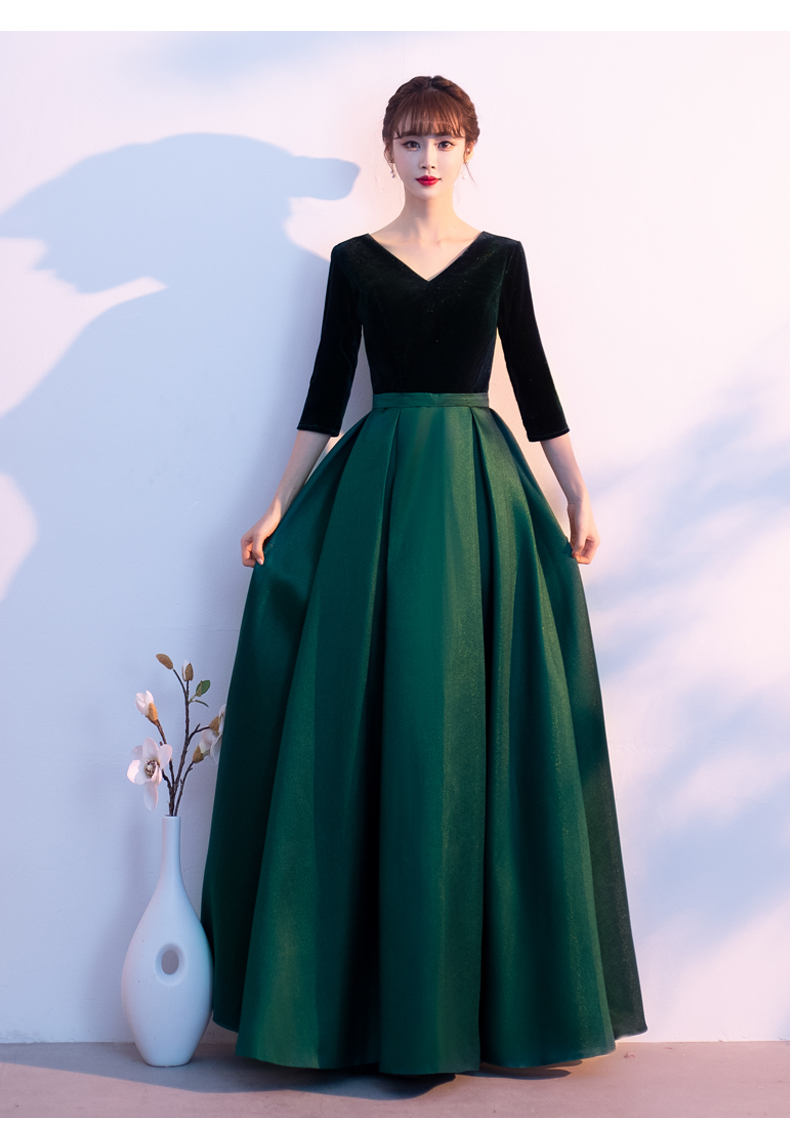 大合唱团演出服女长裙指挥礼服成人中老年长款朗诵舞台服装黑色l