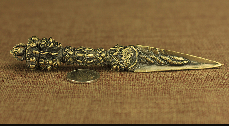 曲美思藏传密宗法器秽迹金刚杵金刚橛降魔杵镀铜普巴杵青铜大号带底座