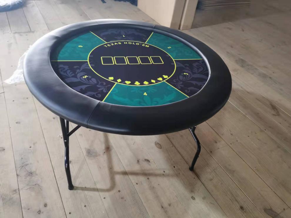 【精选品质】德州扑克牌桌 扑克桌专用可折叠圆桌6人桌黑桌可定制桌布