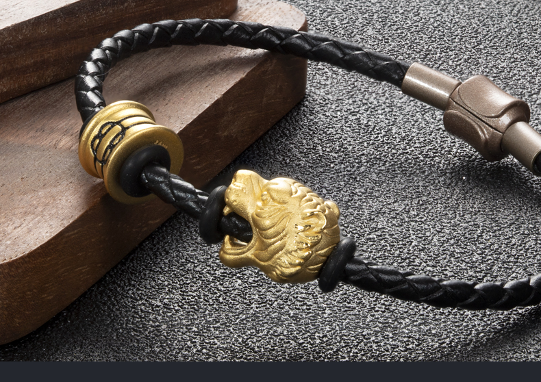 老凤凰黄金老虎手链男足金999生肖虎头转运珠手绳手串属虎本命年礼物