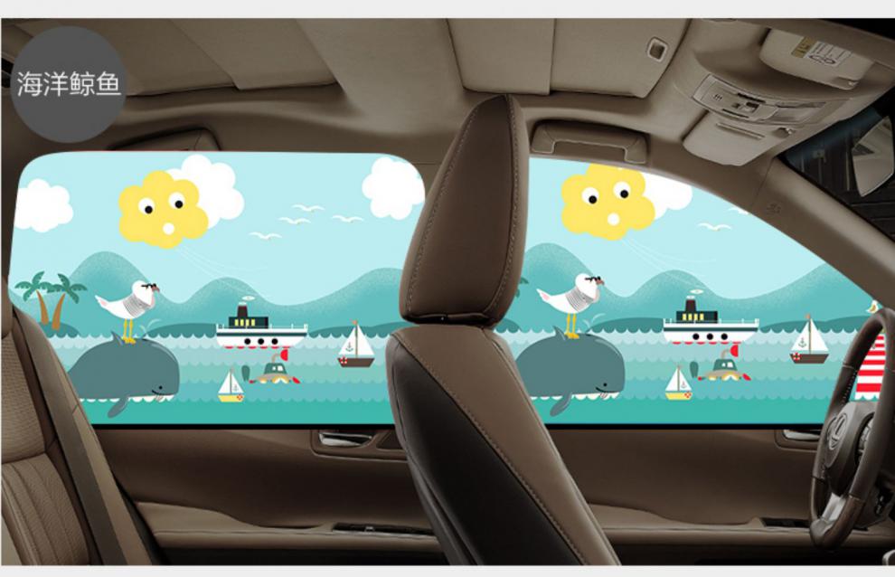 汽车车窗遮阳帘板儿童卡通吸盘式车窗帘车用侧窗防晒伸缩隔热挡三只