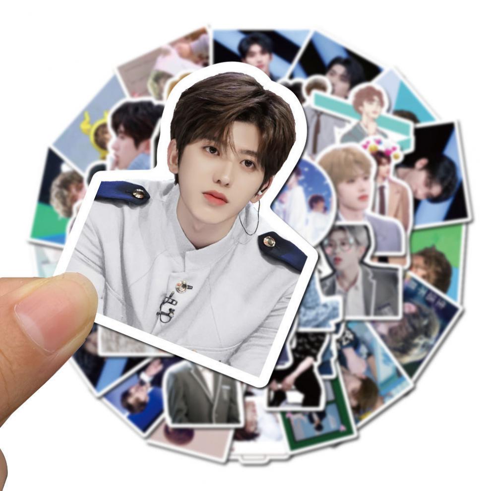 50张蔡徐坤贴画nine percent行李箱自粘图案笔记本电脑手账防水贴纸者