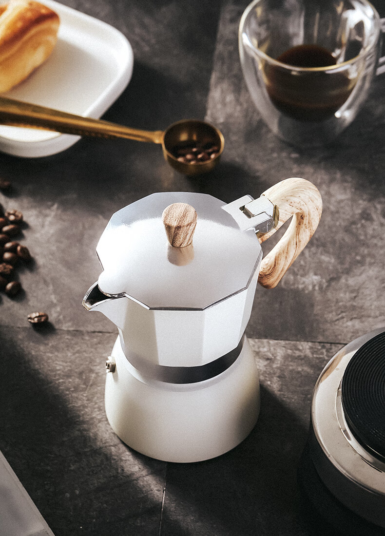 光一摩卡壶意式家用手冲咖啡壶意大利特浓香煮咖啡机小型浓缩 米白150