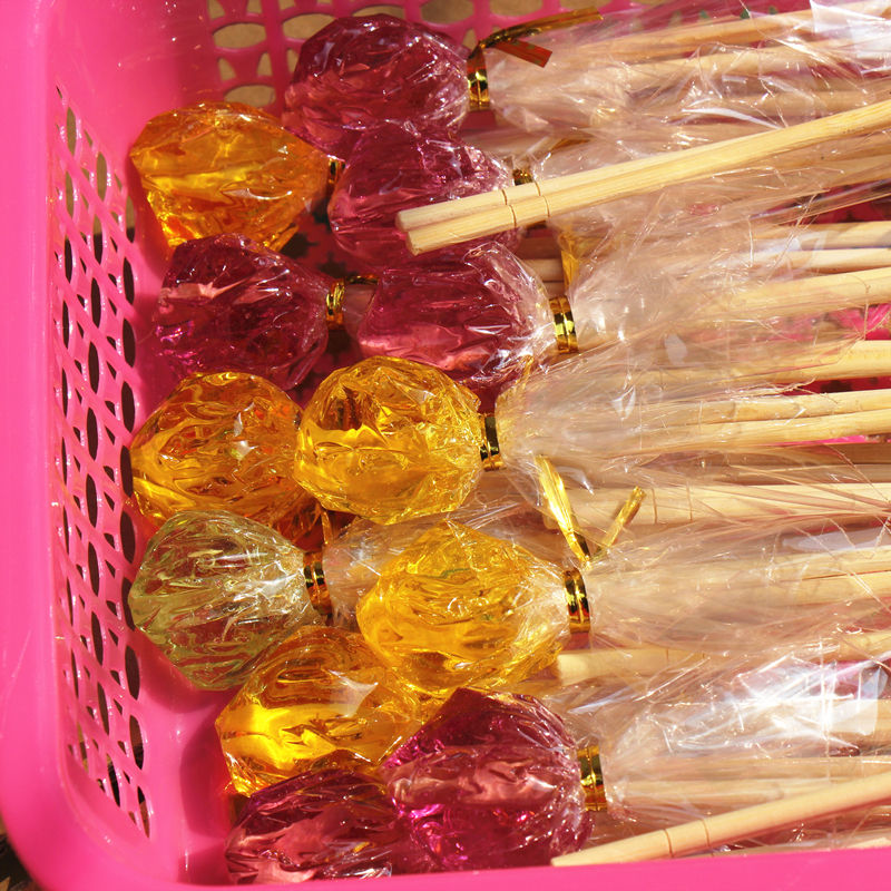 8090儿时小零食麦芽拉丝糖搅搅糖牙签棒棒彩色粘牙糖5支30支 麦芽拉丝