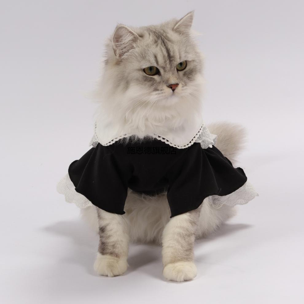 jk猫咪衣服jk裙子女仆装制服春夏季可爱猫猫裙子变身装小猫宠物连衣裙