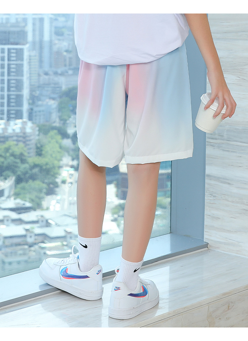 优优1点-女童短裤夏季薄款外穿儿童渐变色运动冰丝五分裤女孩休闲夏装