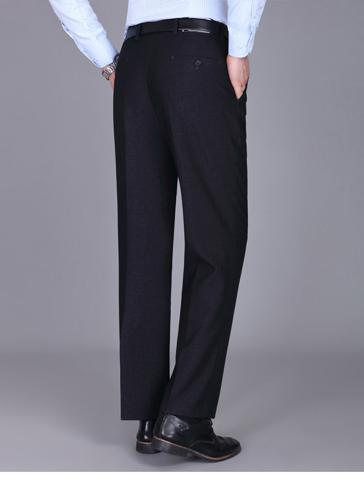 爸爸装宽松西裤男春夏季中老年男士直筒高腰深裆休闲裤免烫裤子男浅