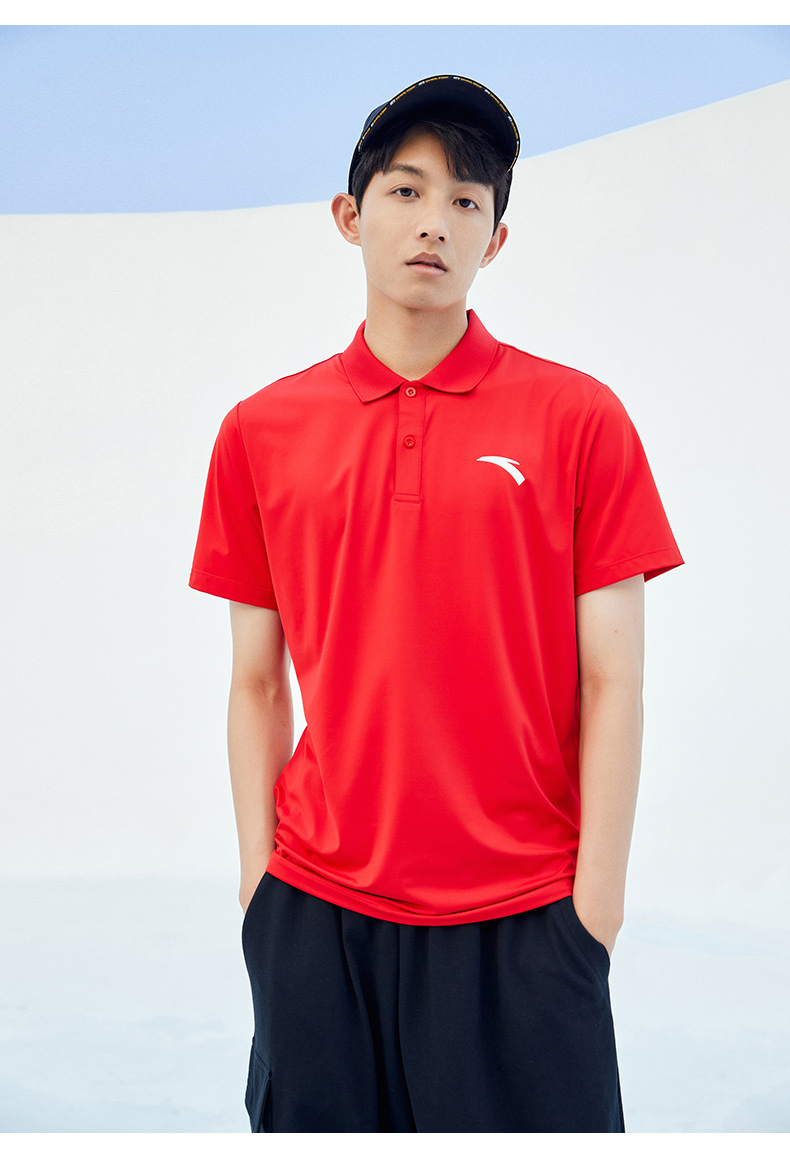 安踏短袖男2022夏季新款运动短袖t恤男休闲polo衫翻领百搭轻薄半袖衫