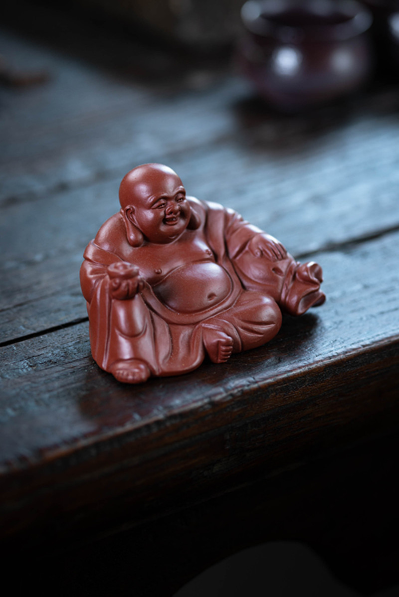 官方旗舰yuzhongsha宜兴紫砂茶宠佛摆件大红袍弥勒佛如来雕塑茶具创意