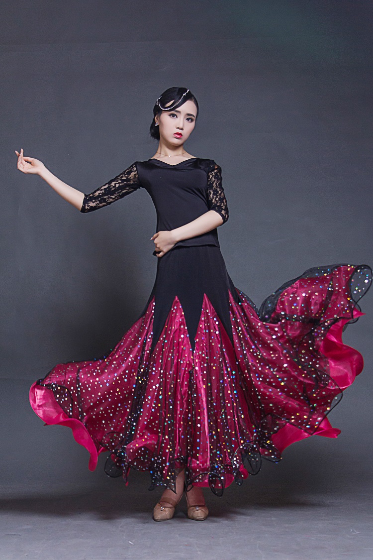 阙曦番摩登舞连衣裙新款比赛裙交谊舞大摆连衣裙练习长子女亮片国标