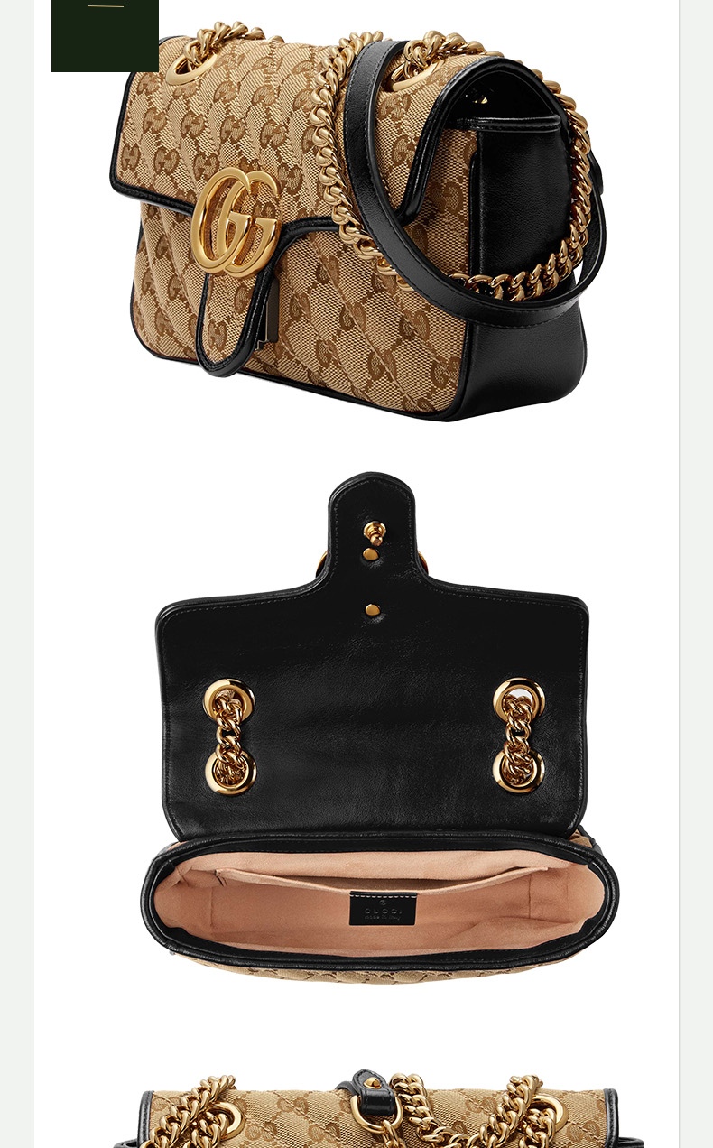 gucci古驰女包马蒙包单肩包斜挎包gg marmont系列绗缝迷你手袋链条包