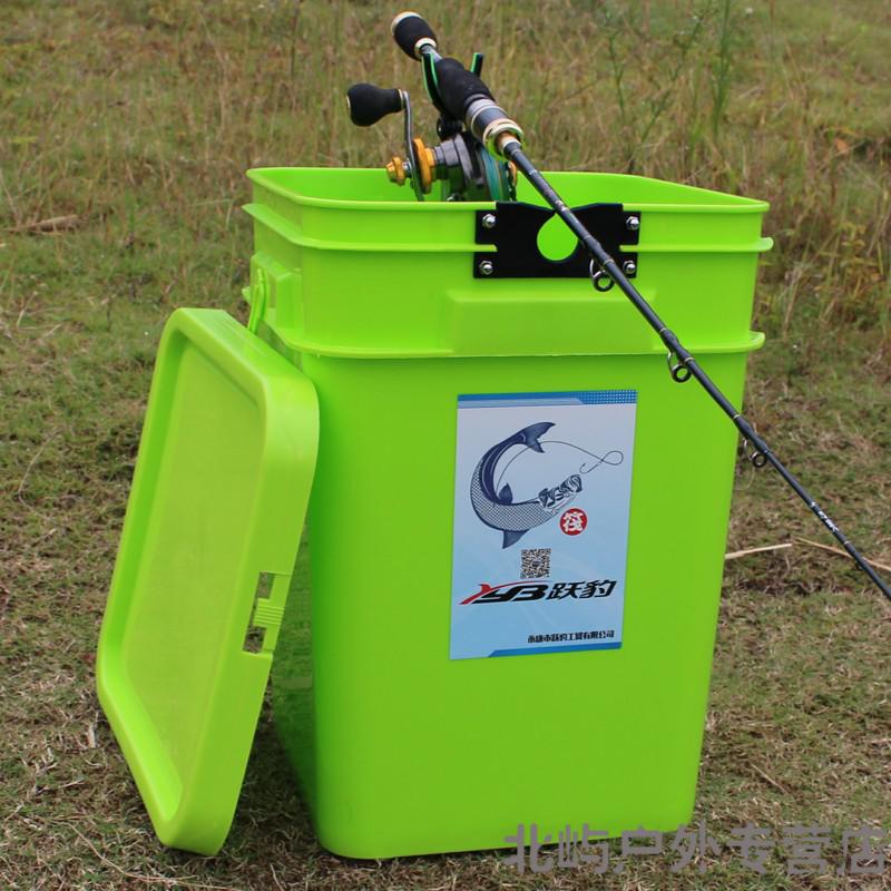 户外加厚筏钓桶微铅筏杆支架专用桶多功能便携桶活鱼桶带灯筏钓杂物桶