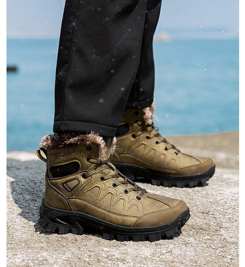 防寒靴雪地靴男冬季加绒加厚户外保暖棉靴高帮防水防滑防冻东北大号
