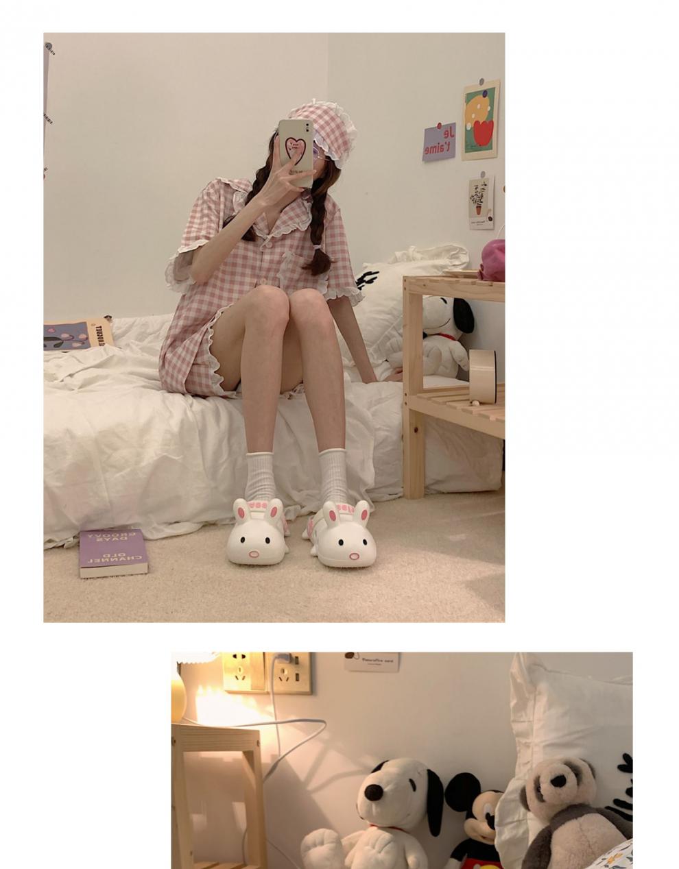 拖鞋女外穿可爱兔子洞洞鞋踩屎感个性包头家居室内防滑卡通女夏学生外