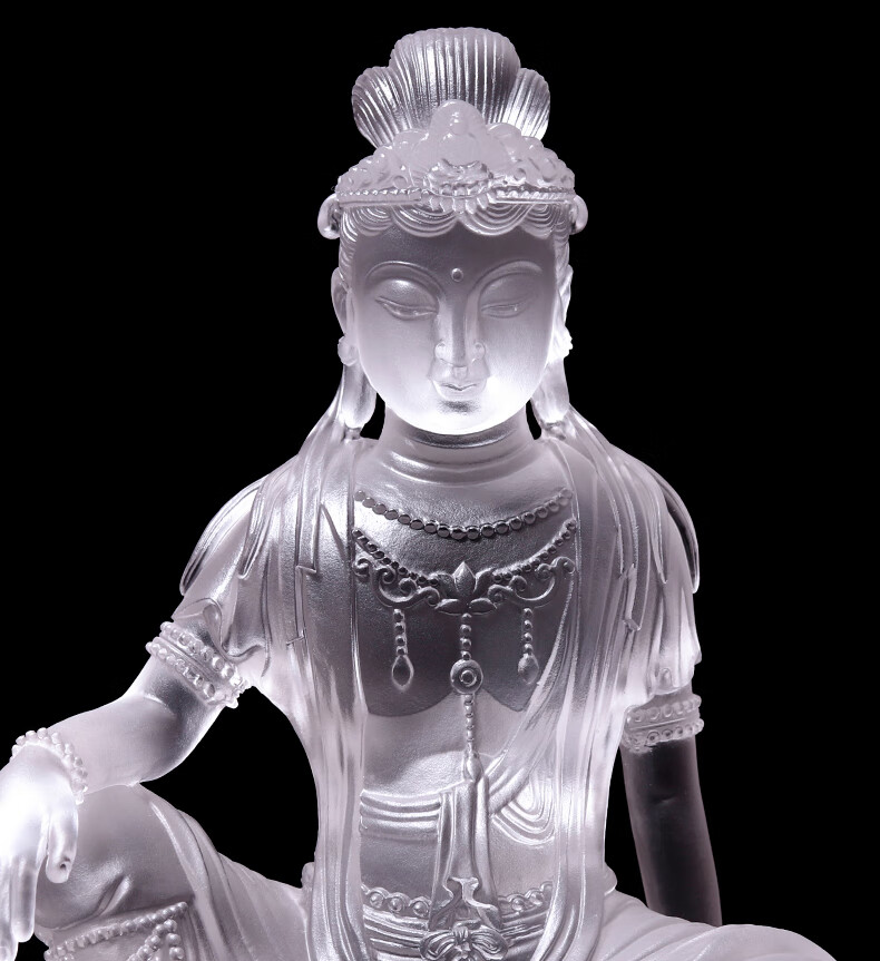 琉璃佛像摆件琉璃自在观音南无大慈大悲观世音菩萨佛堂供奉鎏金