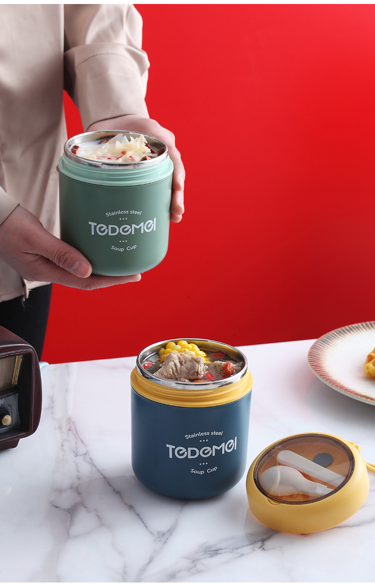 花思雨保温粥杯闷粥保温杯304保温汤杯迷你1人食上班族便携早餐杯小型