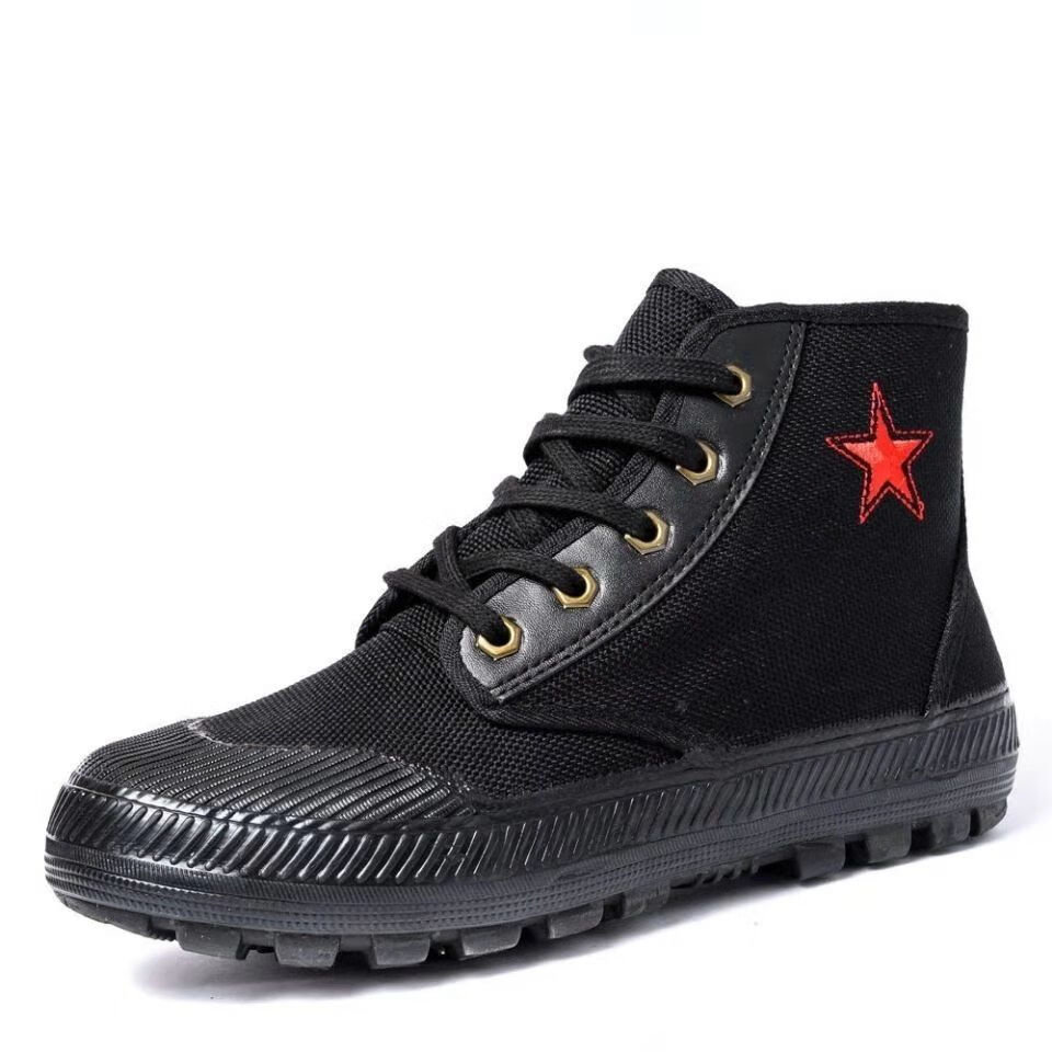 作训胶鞋3531高帮解放鞋防水防油污耐磨透气迷彩作训鞋工地民工劳保鞋