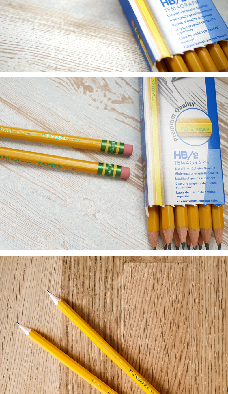 德国lyra黄杆铅笔temagraph 小学生练字考试涂卡铅笔带橡皮儿童书写