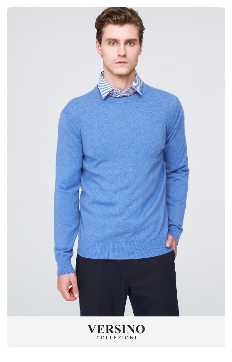 versino梵思诺男装男士毛衣秋冬款圆领羊毛针织衫2020秋冬新款红色15