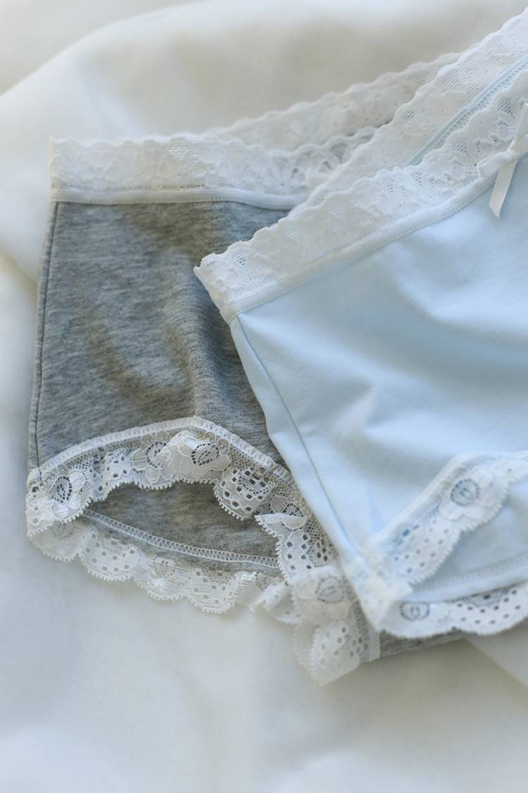 浪莎小清新女生性感蕾丝纯棉内裤女大码胖mm中腰黑色全棉裆女性简约棉