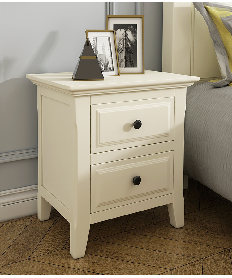 床头柜免安装美式简约40厘米宽卧室50厘米白色储物收纳柜实木42厘米宽