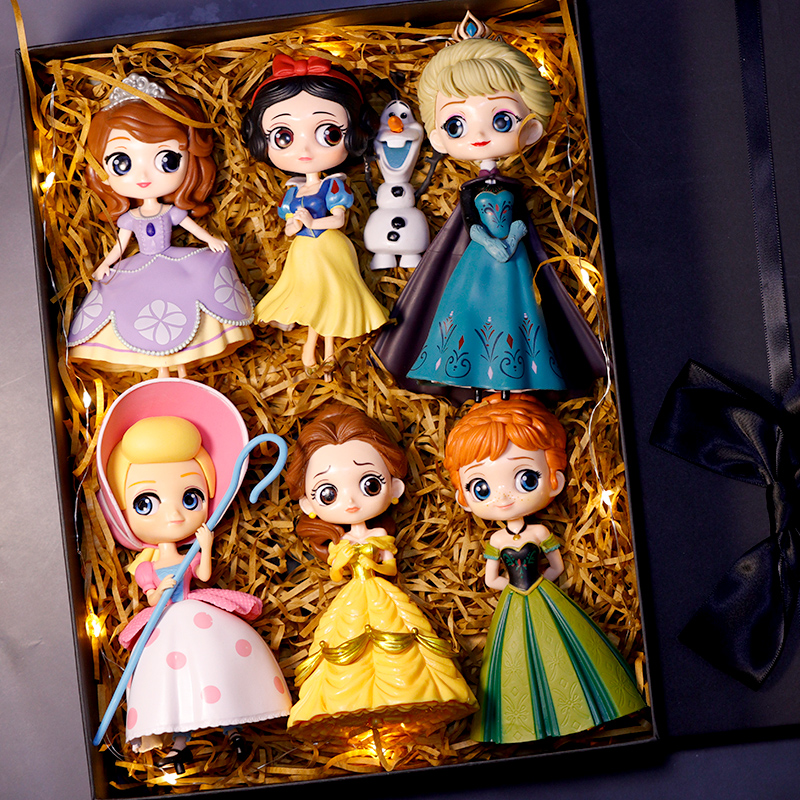 迪士尼周边公仔白雪公主爱艾莎美人鱼苏菲亚手办摆件蛋糕装饰玩具礼物