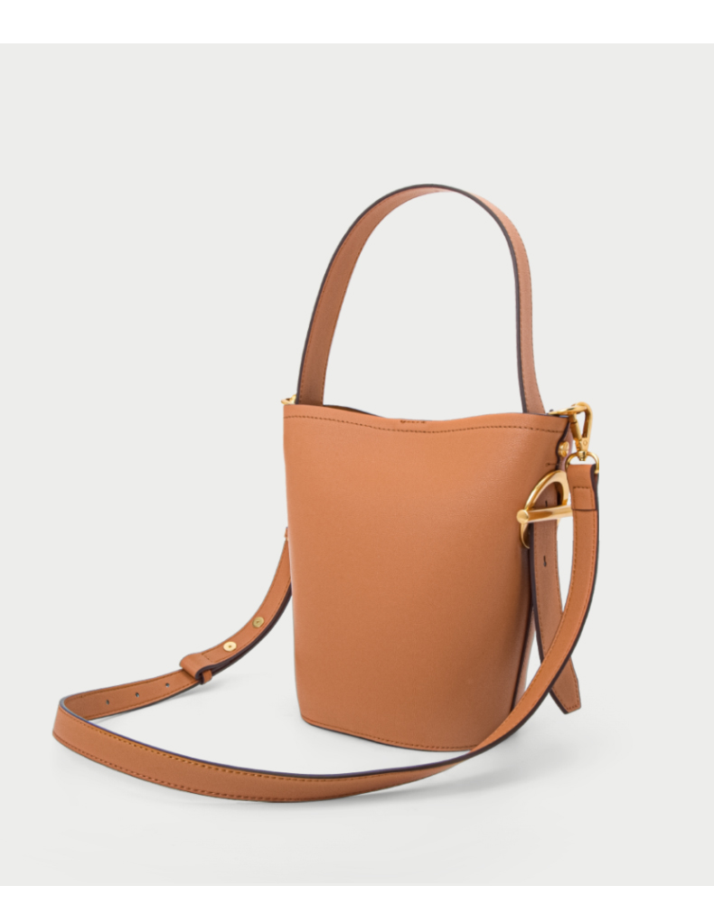 红谷包包单肩包女新款时尚牛皮水桶包休闲个性斜挎手拎包棕色