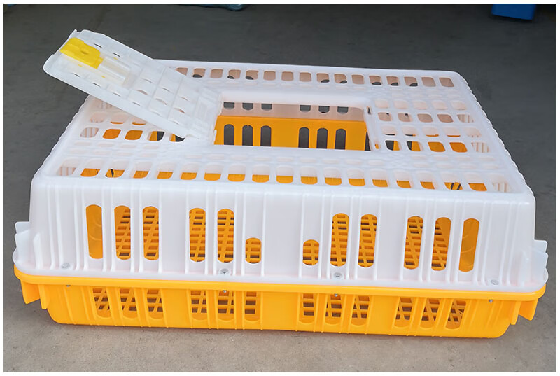 全新料加厚鸡笼塑料熟胶运输笼专用家禽周转箱运输筐大号鸡鸭笼子全白