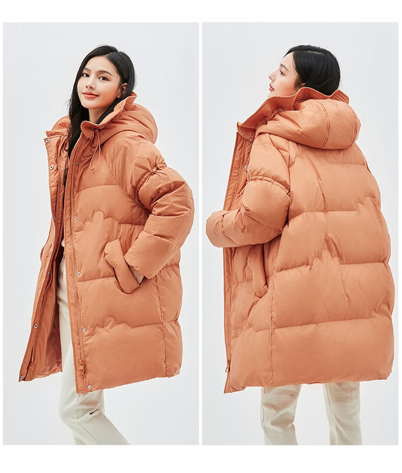 鸭鸭羽绒服女中长款2022冬季新款时尚潮流保暖宽松舒适休闲外套hs 蜜
