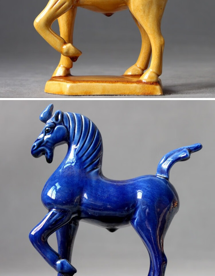 陶瓷马摆件唐三彩小红马家居装饰工艺品马到成功马小号红色高16长13