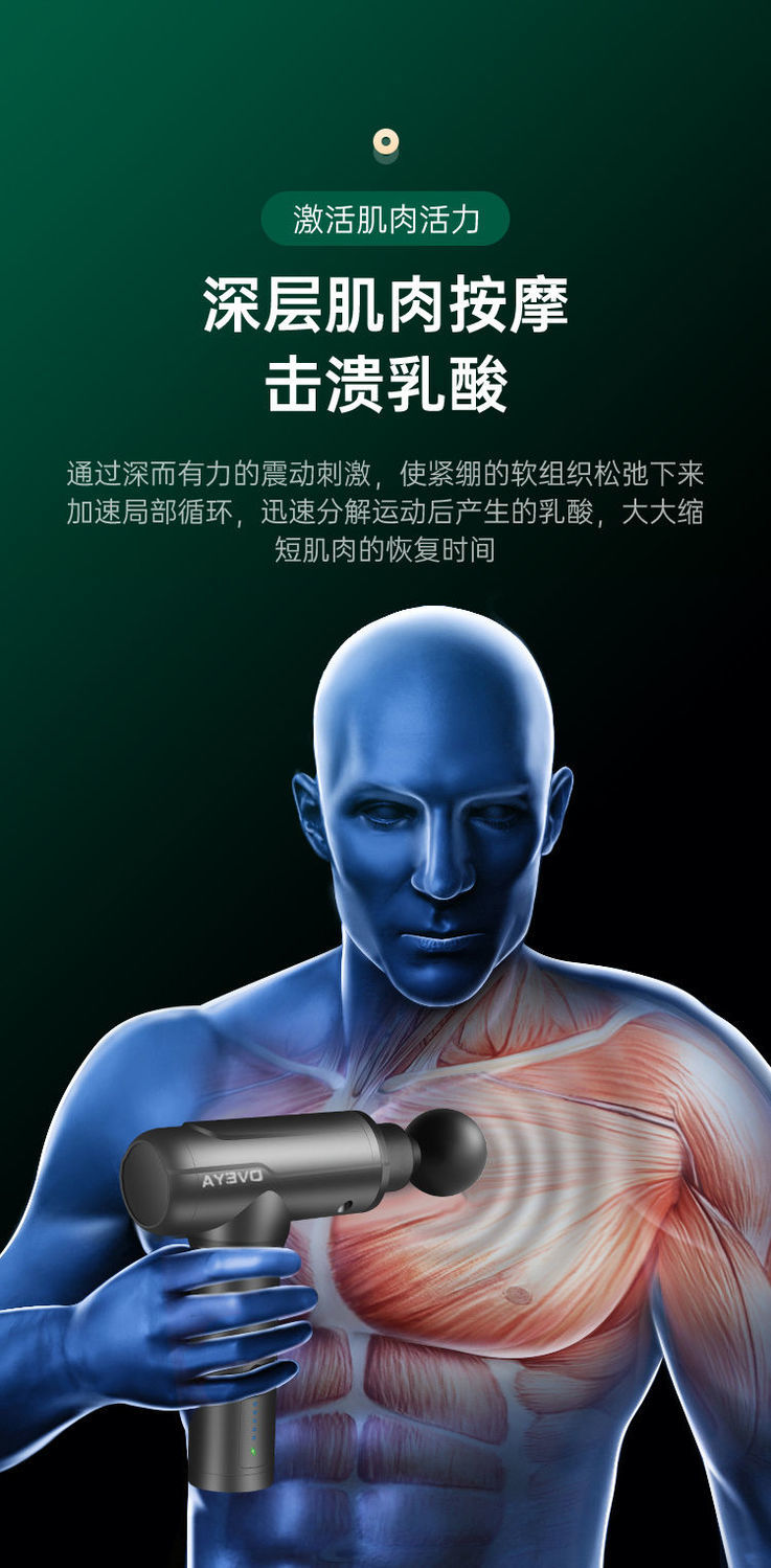 德国筋膜枪美国按摩器按摩枪健身多功能家用颈膜机肌肉放松器旗舰版灰