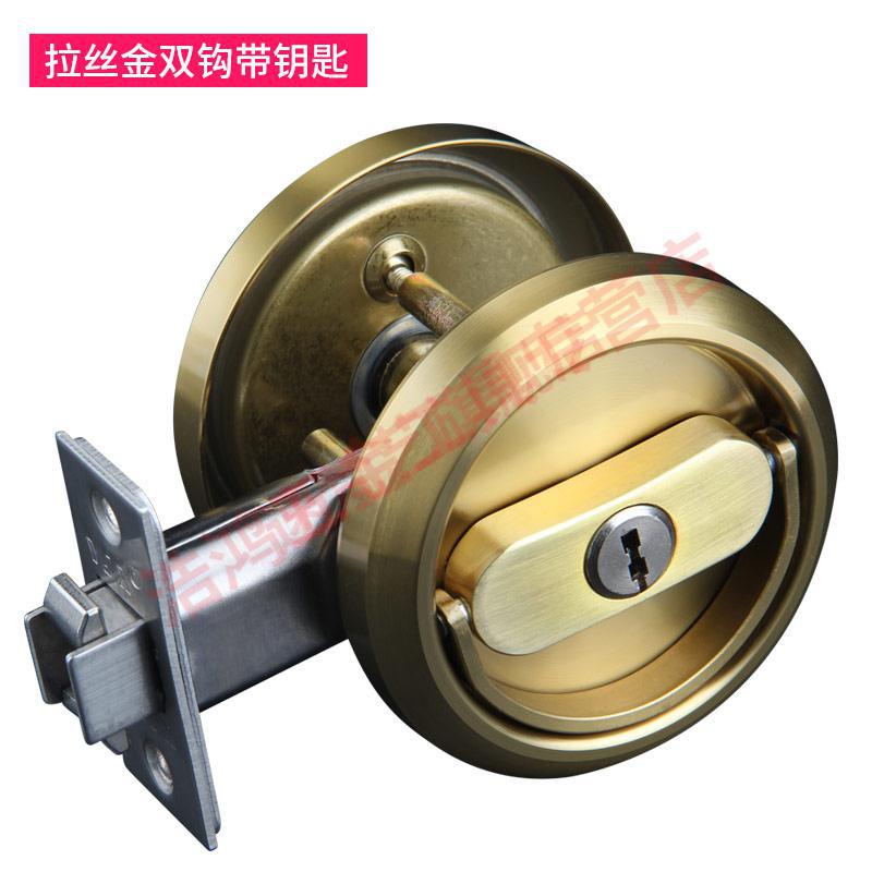 隐形门锁室内门锁家用通用型房门锁拉环锁具储藏室门双钩锁y886黑色