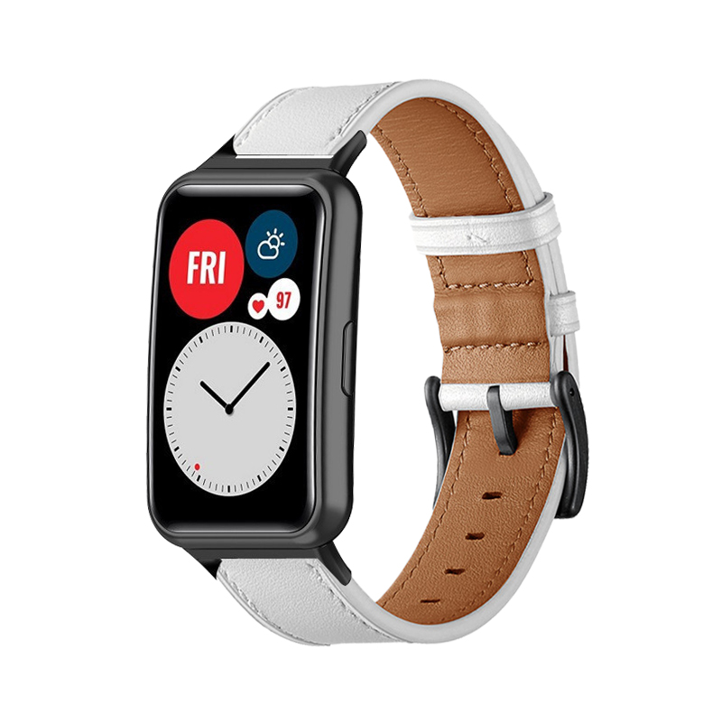 黑羊先生 适用华为fit手表皮表带头层小牛皮柔软舒适亲肤休闲时尚替换