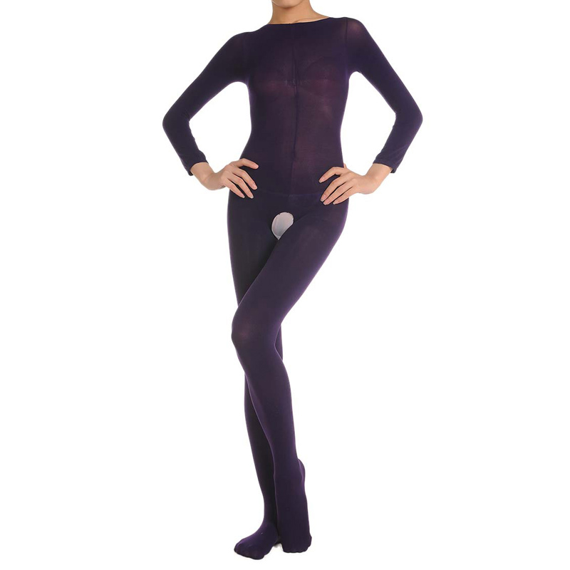 打底连体内衣性感丝袜诱惑天鹅绒保暖舞蹈长袖紧身开裆连身袜女情趣