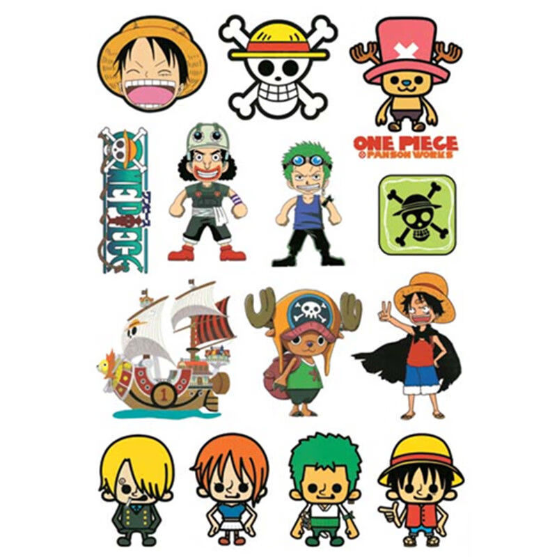 植朗海贼王贴纸行李箱贴纸防水贴纸贴画滑板卡通旅行箱贴纸六大张海贼