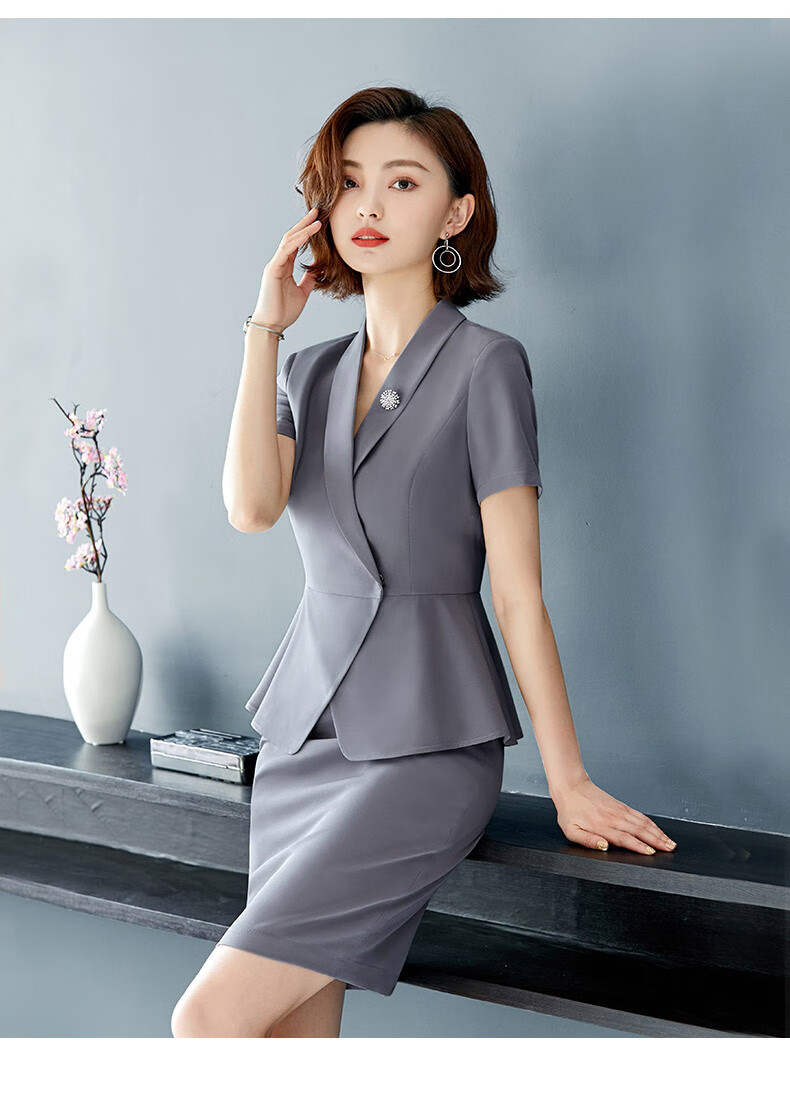 女装套裙灰色职业套装女神范气质时尚高端经理工作服夏季职场工装领班