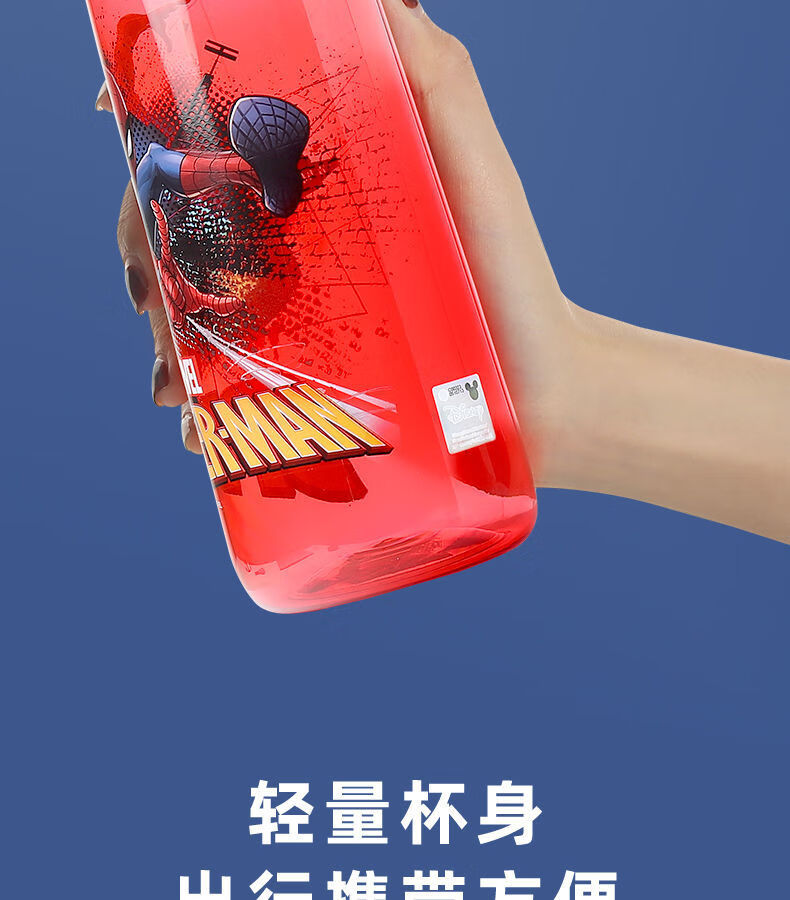 迪士尼儿童水杯中小学生男女运动便携水壶大容量防摔夏季塑料杯子