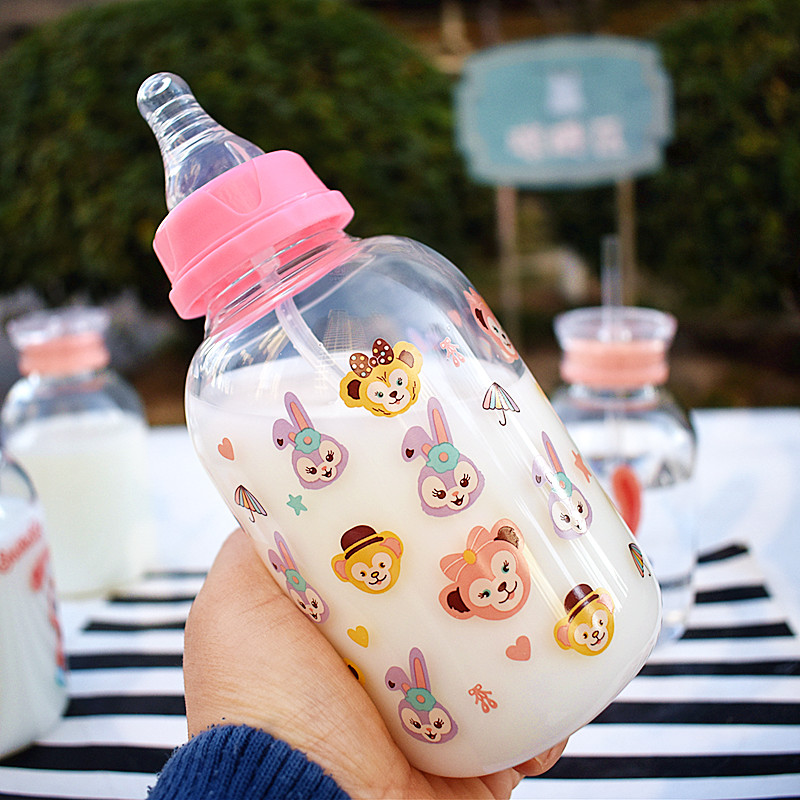 成人奶瓶送女友可爱成人奶瓶创意潮流大人学生奶嘴杯少女吸管玻璃斜挎